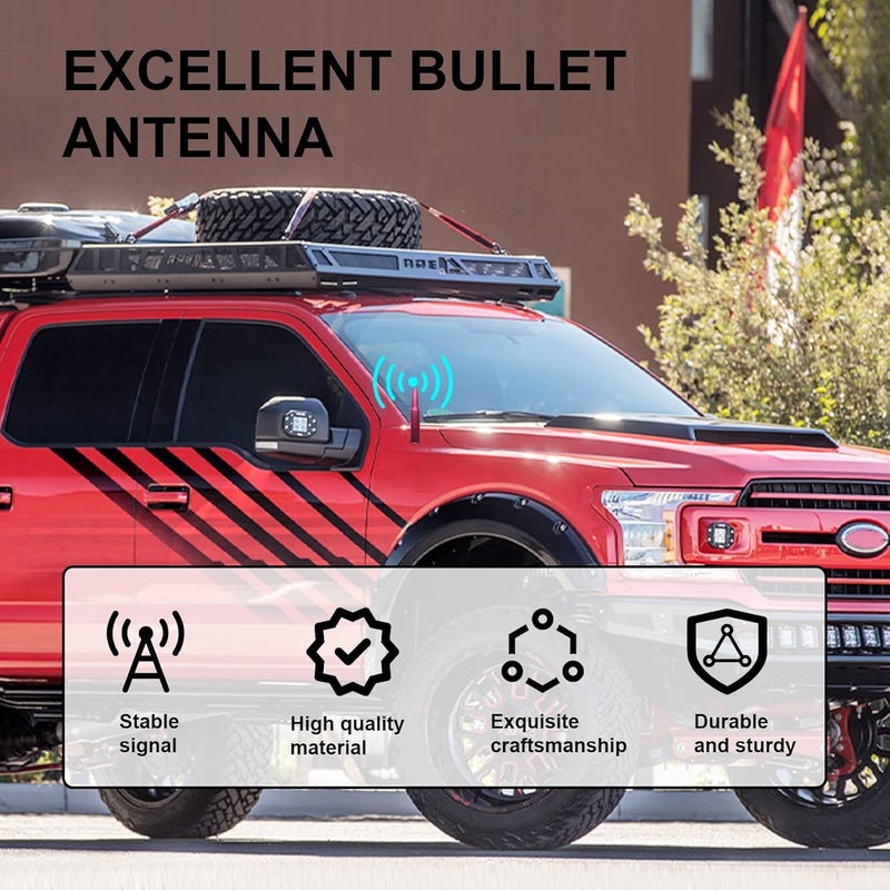 Seprochoo 7.8in Car Truck Bullet Antenna 50 Cal Bullet Antenna Truck Accessories Universal Replacement for GMC Sierra 1500 Chevy Dodge Ram Silverado 1500 2500 3500 Ford F150 F250 F350 (Matte Red, 7.8inch) Gulf market standard build - Image 5