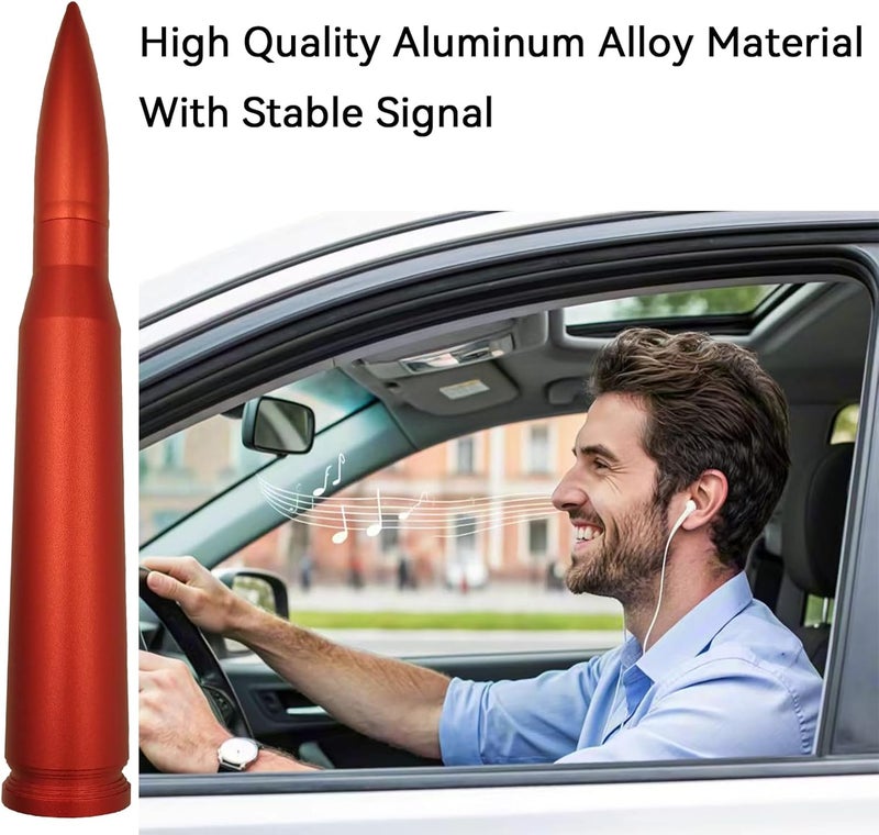 Seprochoo 7.8in Car Truck Bullet Antenna 50 Cal Bullet Antenna Truck Accessories Universal Replacement for GMC Sierra 1500 Chevy Dodge Ram Silverado 1500 2500 3500 Ford F150 F250 F350 (Matte Red, 7.8inch) Gulf market standard build - Image 4