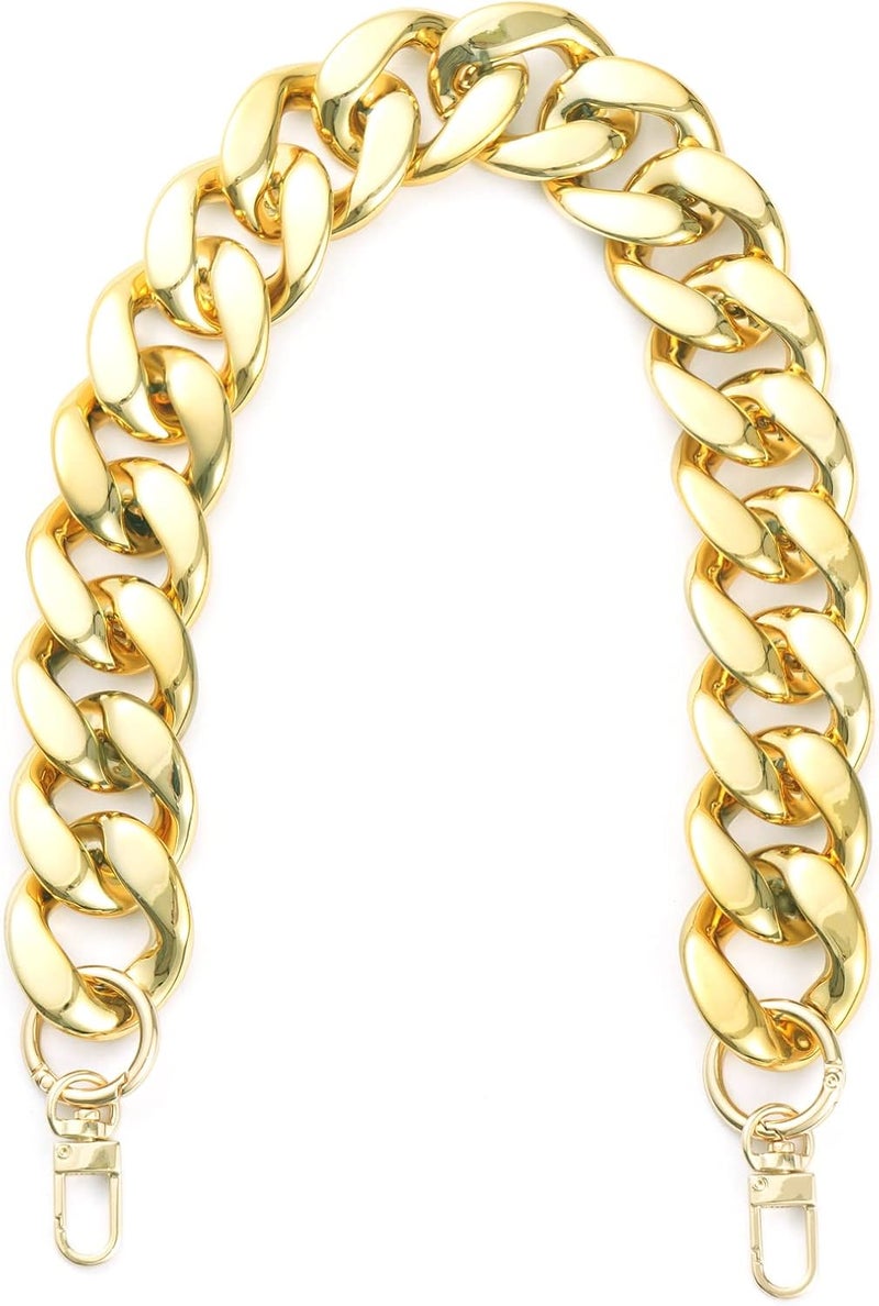 AUMEY Handbag Chain Straps Acrylic Purse Chain Strap Fashionable Replacement Purse Clutches Handles for Purse Handbags DIY Crafts, 15.7 inch of Each (MSL02-Gold) - Image 2