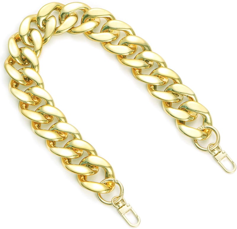 AUMEY Handbag Chain Straps Acrylic Purse Chain Strap Fashionable Replacement Purse Clutches Handles for Purse Handbags DIY Crafts, 15.7 inch of Each (MSL02-Gold) - Image 1