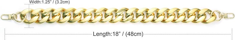 AUMEY Handbag Chain Straps Acrylic Purse Chain Strap Fashionable Replacement Purse Clutches Handles for Purse Handbags DIY Crafts, 15.7 inch of Each (MSL02-Gold) - Image 3