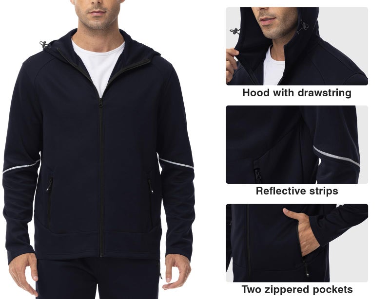 Rdruko Men's Track Sweat Suits 2 Piece Set with Hood Jogging Workout Gym Running Tracksuits Sweatsuits Outfits(Navy, US L) - Image 4