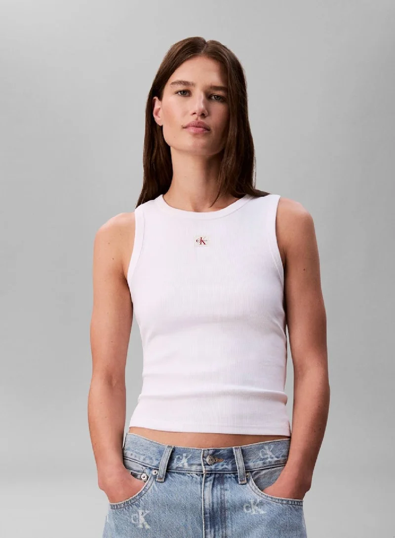 Ribbed Cotton Badge Tank Top