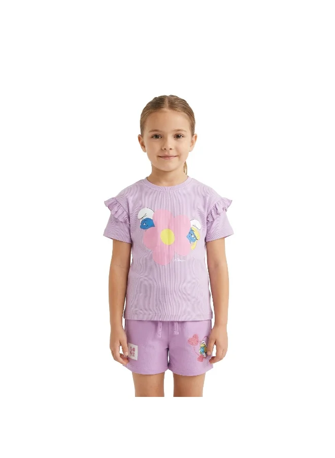 ترو كير The Smurfs Toddler Girls Printed T-Shirt & Shorts Co-ord Set