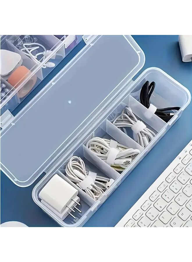 Transparent Heavy Duty 5 Compartment Cable Management Box for Desktop Home - Image 3