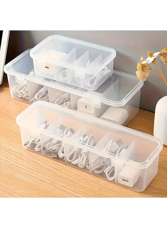 Transparent Heavy Duty 5 Compartment Cable Management Box for Desktop Home - Image 4