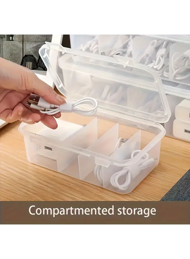 Transparent Heavy Duty 5 Compartment Cable Management Box for Desktop Home - Image 2