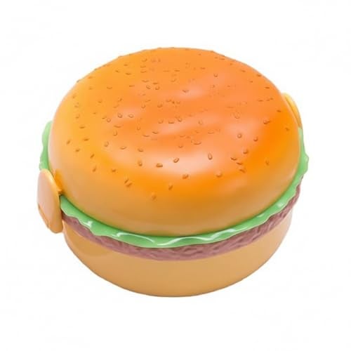 XML Lunch Box for Kids Burger Shape School Tiffin Box for Boys & Girls Leak Proof Plastic with Compartments (Pack of 1) - Image 1