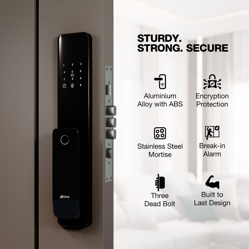 Ozone Ozone Smart WiFi Lock for Wooden Metal Doors 4Way Access OzoLife App Fingerprint Password RFID Card 3580 mm Door Thickness Free Installation 2 Years Warranty Black  - Image 5