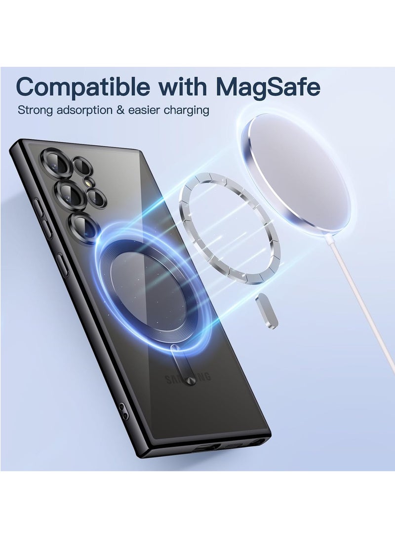 Denx Magnetic Clear Case for Samsung Galaxy S24 Ultra, Camera Lens Full Protection, Soft TPU Phone Cover, Compatible with MagSafe Wireless Charging, Shockproof TPU Phone Cover (Black) - Image 4