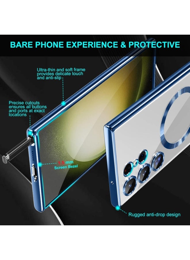 أكاليكس جراب مغناطيسي لهاتف سامسونج S24 ألترا، جراب شفاف، [متوافق مع ماج سيف، واقي عدسة كاميرا مدمج] | أزرق داكن - Image 5