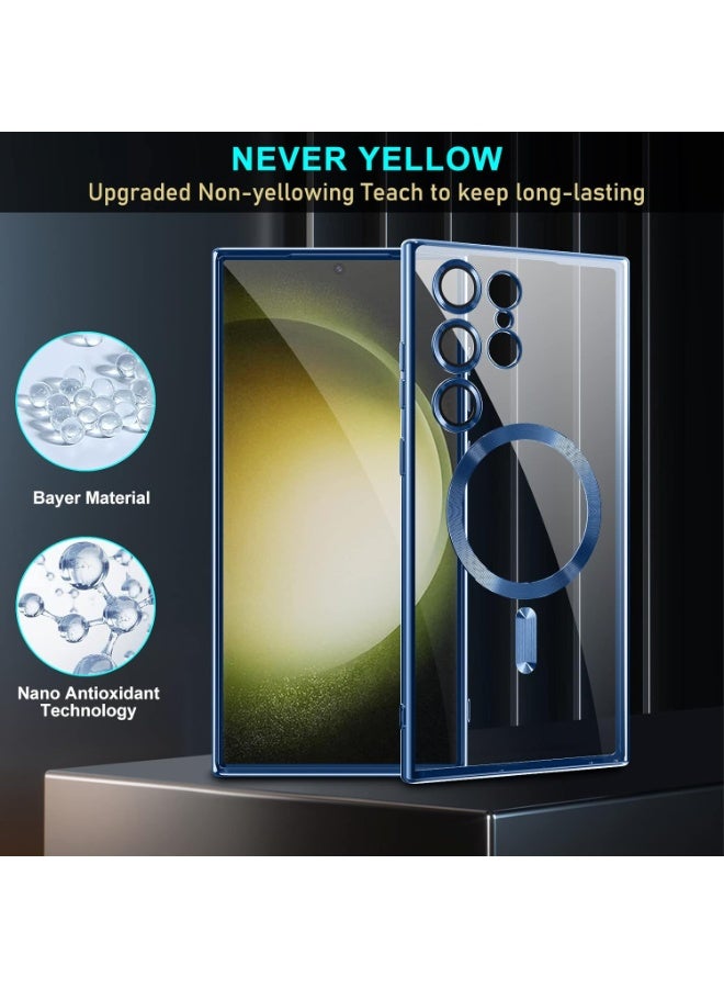 أكاليكس جراب مغناطيسي لهاتف سامسونج S24 ألترا، جراب شفاف، [متوافق مع ماج سيف، واقي عدسة كاميرا مدمج] | أزرق داكن - Image 2