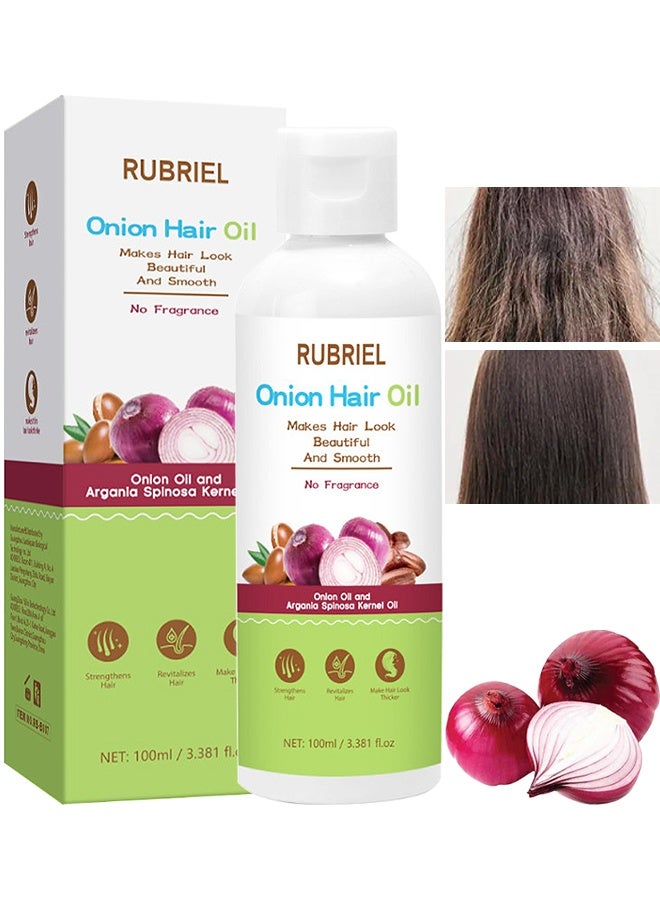 روبيريل Onion Hair Oil, Onion Scalp Serum For Healthy Hair Growth, Smooth Strong And Frizz-Free Hair Solution, Hair Fall  Breakage Control Formula, 100ml - Image 1