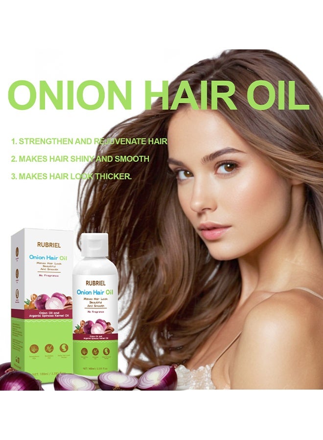 روبيريل Onion Hair Oil, Onion Scalp Serum For Healthy Hair Growth, Smooth Strong And Frizz-Free Hair Solution, Hair Fall  Breakage Control Formula, 100ml - Image 2