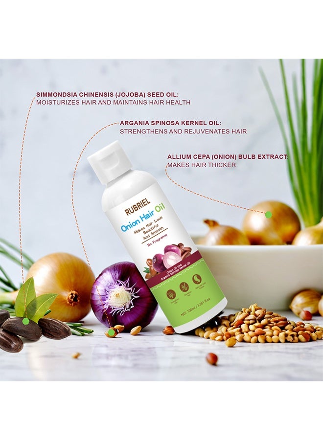 روبيريل Onion Hair Oil, Onion Scalp Serum For Healthy Hair Growth, Smooth Strong And Frizz-Free Hair Solution, Hair Fall  Breakage Control Formula, 100ml - Image 4