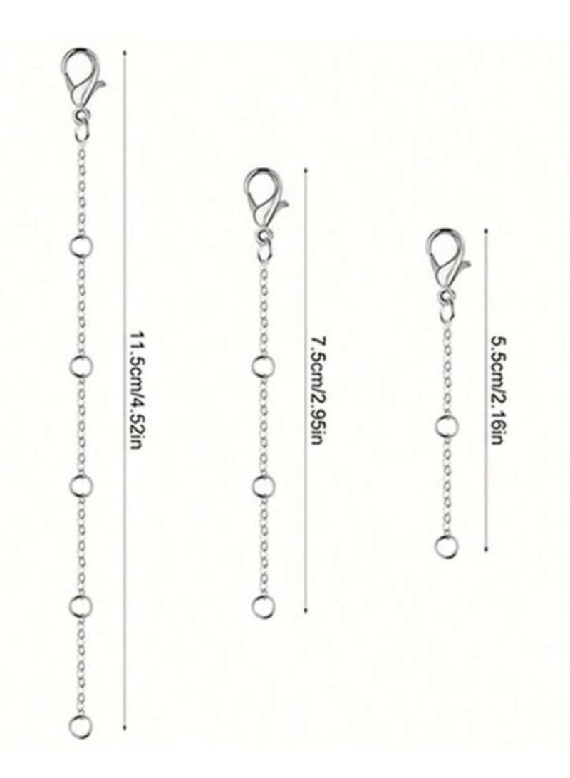 3pcs Silver Extension Chains Stainless Steel Extension Chain for Bracelet Necklace Anklet - Image 2