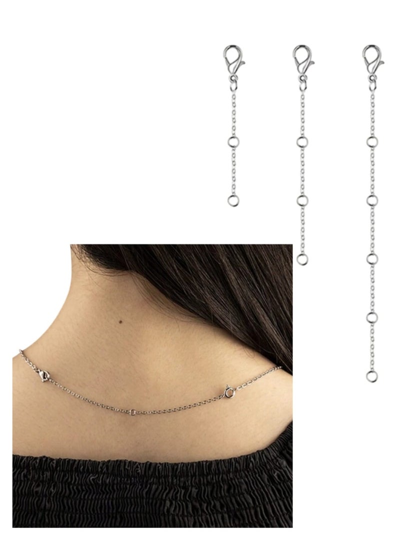 3pcs Silver Extension Chains Stainless Steel Extension Chain for Bracelet Necklace Anklet - Image 1