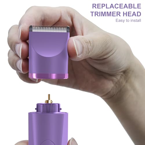 OLOV Electric Body Hair Trimmer - Groin Trimmer for Men - Bikini Trimmer Women - Wet/Dry Shaver Groomer, Replaceable Ceramic Blade Heads, USB Recharge Dock, Waterproof Hygiene Razor, Bright Purple - Image 4