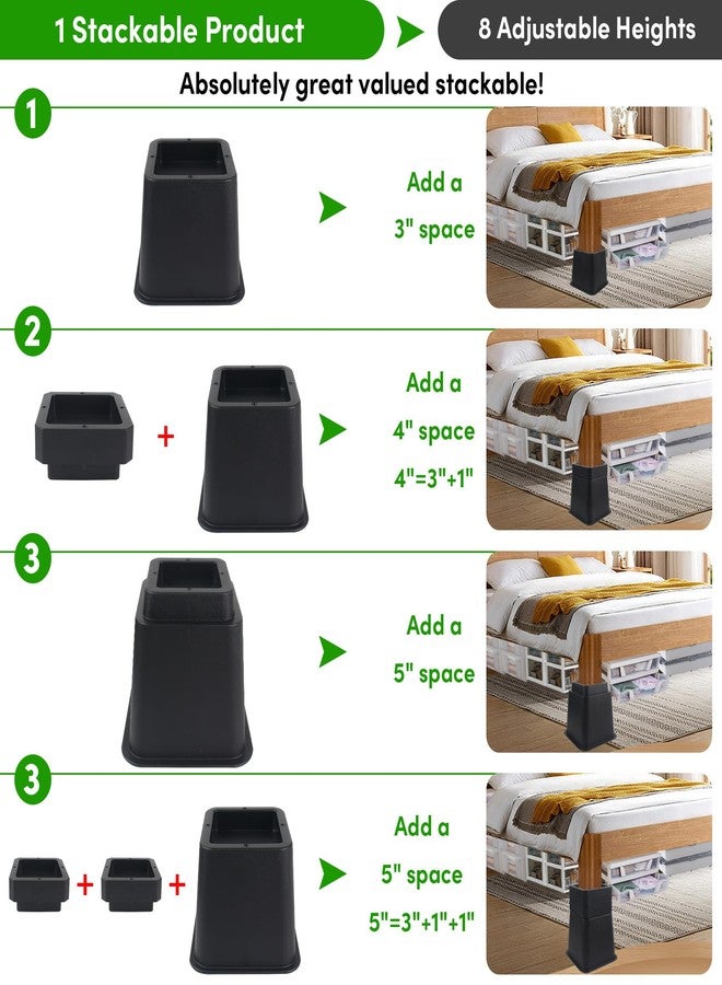 DEDU Bed Risers 10 Inch Heavy Duty 4 Pack, Furniture Risers for Sofas Oversized, Stackable Couch Risers Table Risers 3, 4, 5, 6, 7, 8, 9 or 10 Inch Supports Up to 2200 Lbs for Chair (16 Pcs) - Image 5
