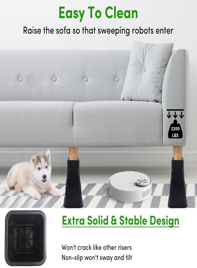 DEDU Bed Risers 10 Inch Heavy Duty 4 Pack, Furniture Risers for Sofas Oversized, Stackable Couch Risers Table Risers 3, 4, 5, 6, 7, 8, 9 or 10 Inch Supports Up to 2200 Lbs for Chair (16 Pcs) - Image 4