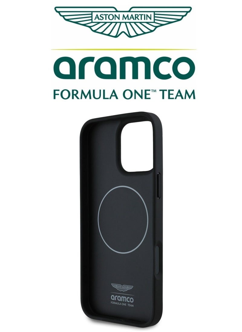 CG MOBILE iPhone 16 Pro Max case with strong back protection for the mobile phone. iPhone 16 Pro Max mobile phone case made of strong and luxurious leather. iPhone 16 Pro Max cover with a luxurious French design. Original cover iphone 16 pro Max certified by the global brand Aston Martin (Aramco). Mobile iphone cover supports wireless charging MagSafe. Black  - Image 2