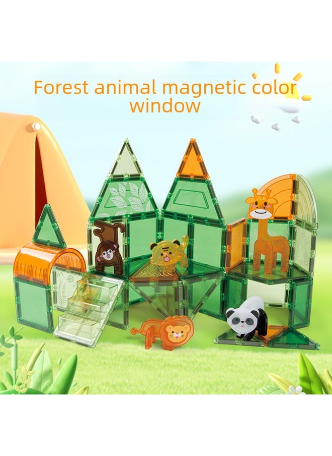 Children's Colorful Window Magnetic Film Nature Forest Animal Series Free Assembling Magnetic Building Blocks Magnetic Toys-Specifications:X5101 Forest Animal Series-20PCs - Image 2
