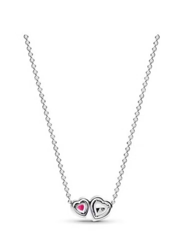 تشوميل قلادة على شكل قلب من إكليل التألق الأبدي بطول 45 سم مرصعة بالزركونيا وكريستال الزركونيا على شكل قلب للنساء - Image 2