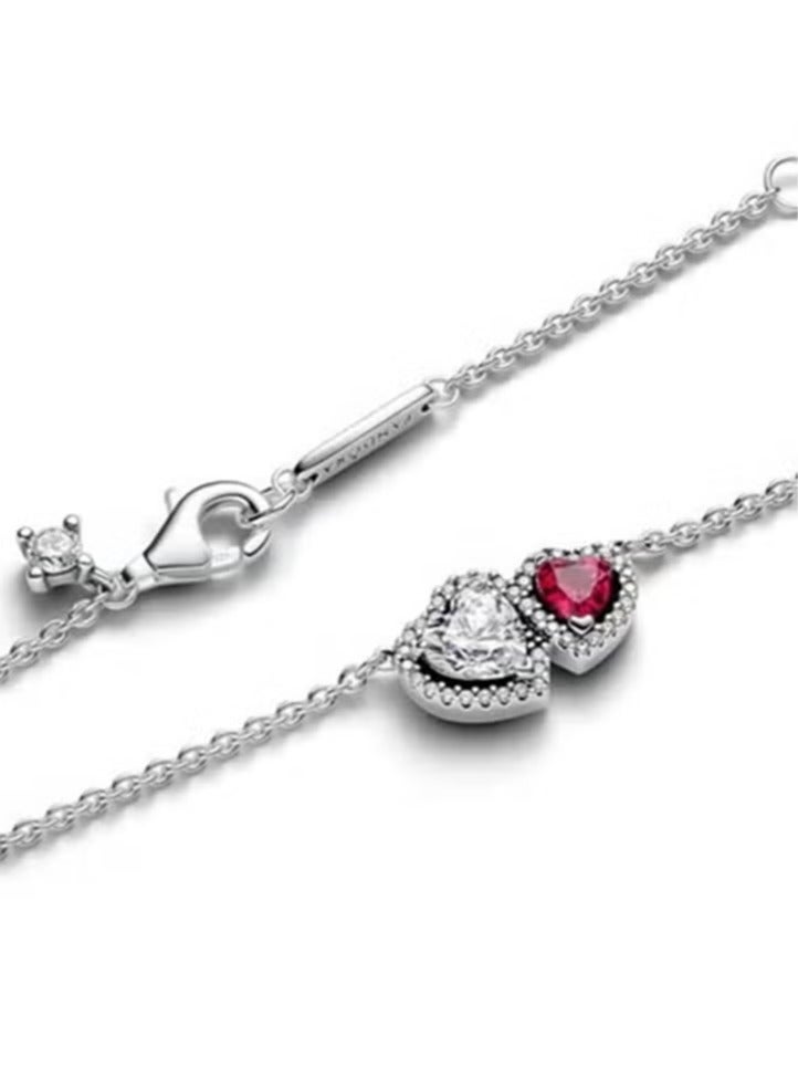 تشوميل قلادة على شكل قلب من إكليل التألق الأبدي بطول 45 سم مرصعة بالزركونيا وكريستال الزركونيا على شكل قلب للنساء - Image 3