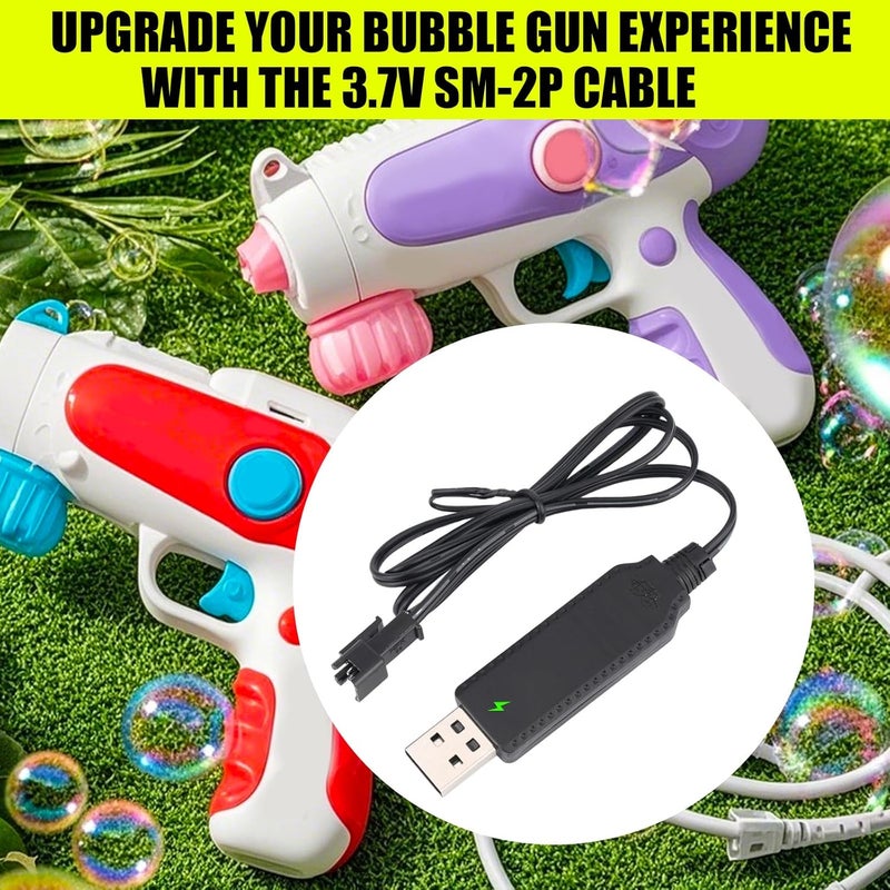 BTFO 2pcs Charger for Bubble Machine Gun, 3.7V SM-2P USB Cable with Indicator Light Compatible with Bubble Bazooka Machine Gun and Bunch O Bubbles - Image 4