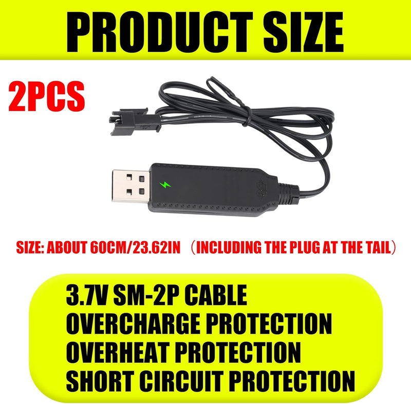 BTFO 2pcs Charger for Bubble Machine Gun, 3.7V SM-2P USB Cable with Indicator Light Compatible with Bubble Bazooka Machine Gun and Bunch O Bubbles - Image 2