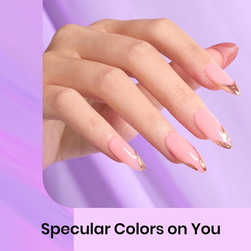 Brille Bee 8Color Chrome Nail Powder Set  Holographic Mirror Effect Pigments in Pink Purple Blue Green Silver Gold  Rainbow for DIY Manicure Art - Image 4