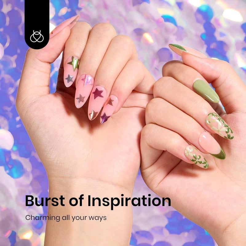 Brille Bee 8Color Chrome Nail Powder Set  Holographic Mirror Effect Pigments in Pink Purple Blue Green Silver Gold  Rainbow for DIY Manicure Art - Image 3