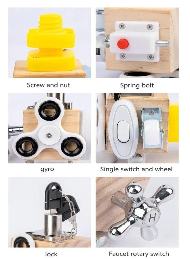 BLiSS HUES Busy Cube for Kids Montessori Toy Sensory Busy Board Travel Toy for Toddlers (White) - Image 4