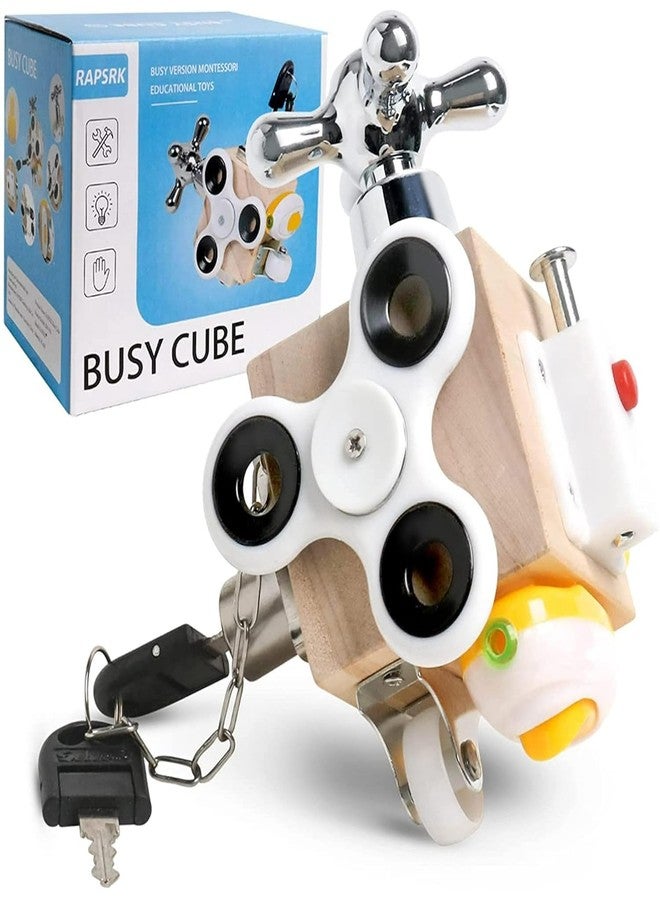 BLiSS HUES Busy Cube for Kids Montessori Toy Sensory Busy Board Travel Toy for Toddlers (White) - Image 5