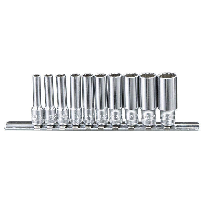 Genius Tools TW-210SD 10 Piece 1/4" Dr. SAE Deep Hand Socket Set