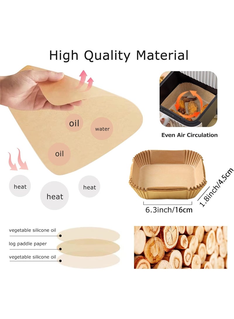 O9 O-Nine 100 Pcs Disposable Air Fryer Liners Waterproof Non‑Stick Square Parchment Paper Liners for Air Fryer Oven Microwave Easy Cleanup Cooking Accessories for Baking Roasting Grilling - Image 3