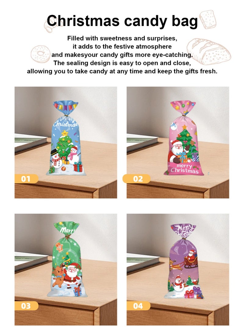 GGOOT flat candy bag, OPP candy bag (1 pack of 50, containing 4 styles),  gift bag, popcorn biscuit candy bag, suitable packaging for  parties - Image 5