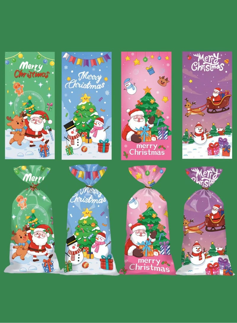 GGOOT flat candy bag, OPP candy bag (1 pack of 50, containing 4 styles),  gift bag, popcorn biscuit candy bag, suitable packaging for  parties - Image 1