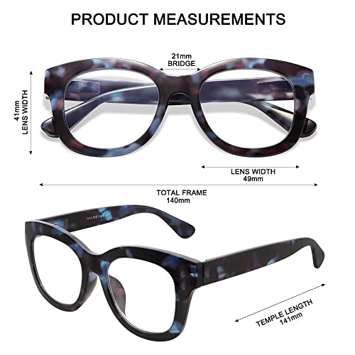 AMOMOMA 3 Pack Retro Oversized Reading Glasses for Women Blue Light Blocking Computer Readers Spring hinge AM6003 with Black+Blue+Grey Tortoise Frame 1.50 x - Image 5