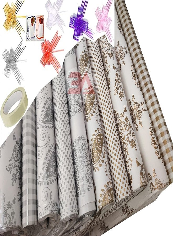 3A Featuretail Printed Gift Wrapping Paper(Assorted Design, Size - 19" x 28" In) Gifts Wrap Sheets, Premium Sheet for Birthday Gift Pack (Silver+Golden Gift Wrap Combo, 25pc Set) - Image 1