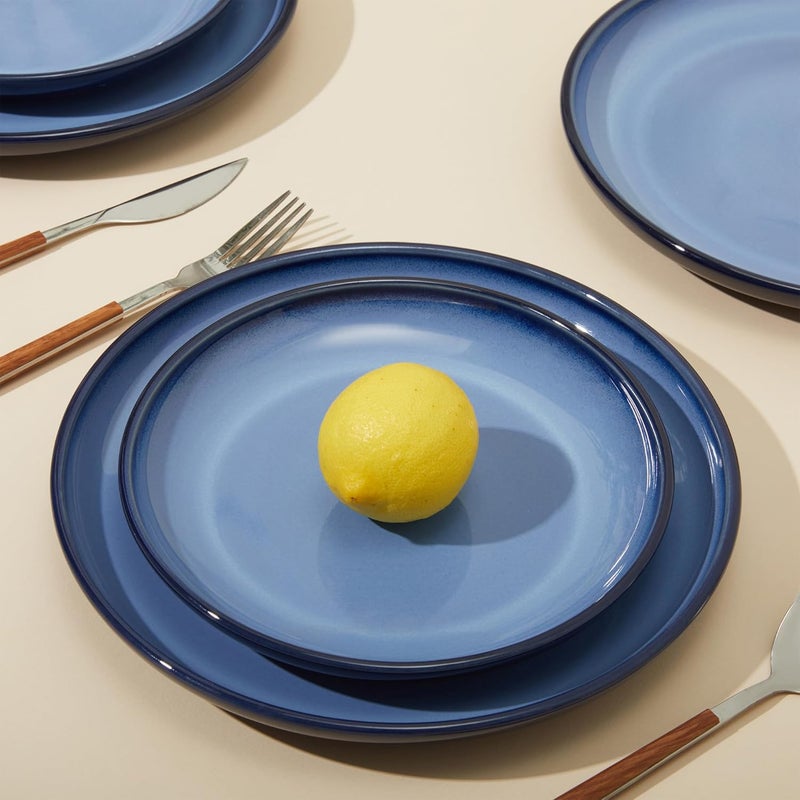 Pokini Stoneware Dinnerware Sets Ceramic Plates and Bowls Set Microwave  Dishwasher Safe Kitchen Dish Set Modern Dinner Plates  Salad Plate  Cereal Bowls for 4 Dishware Sets Blue - Image 3