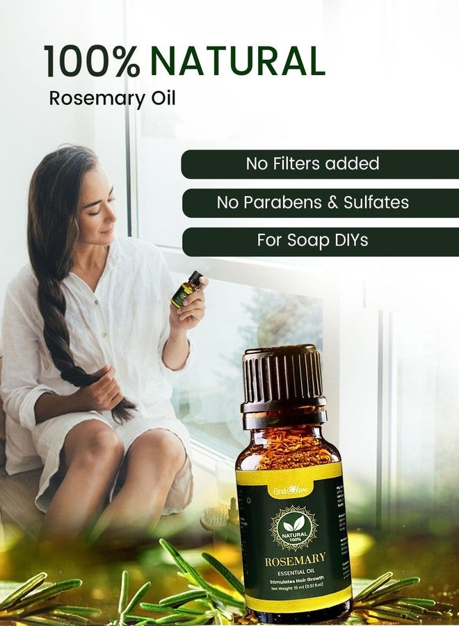 Gratihive 100% Pure Rosemary Essential Oil for Hair - Nourishing Rosemary Oil - 1 Pack Ideal for Women & Men - 15 ml - Image 2
