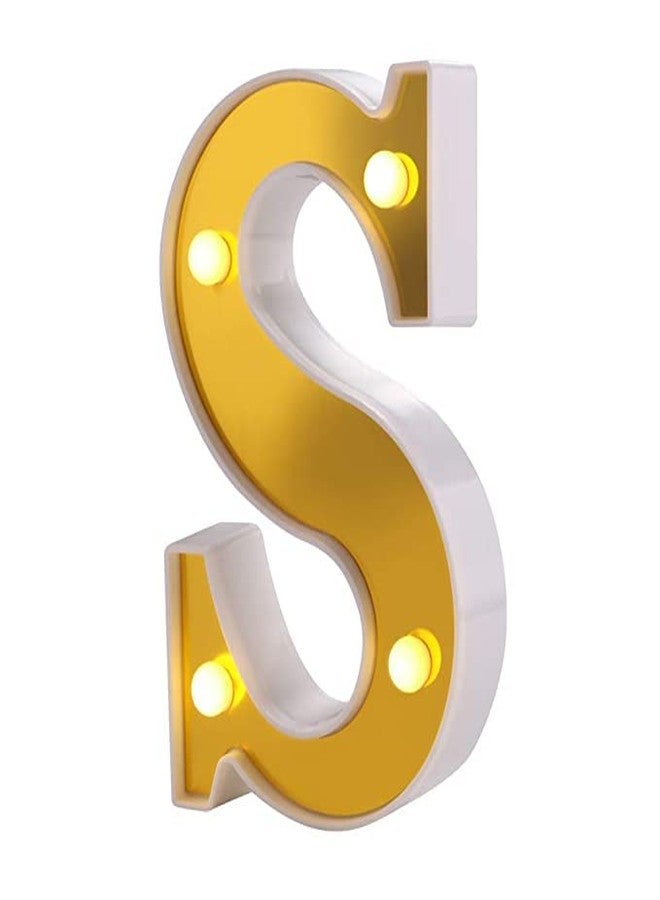 LEDOLUX 6.3 Inch S LED Golden Marquee Letter Lights Sign Alphabet Light Up Marquee Letters for Wedding Birthday Party Christmas Home Bar Decoration - Image 1