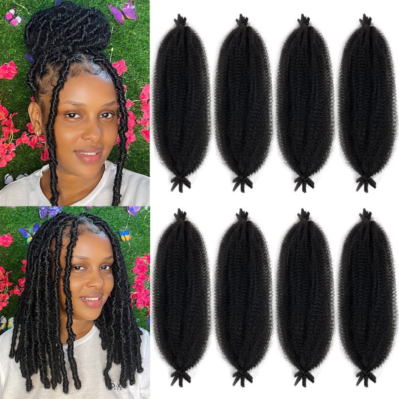 Chicmoi Marley Hair 16 Inch Cuban Twist Hair 8 Pack Marley Twist Braiding Hair Black Springy Afro Twist Hair Pre Fluffed Spring Twists Hair Kinky Braiding Hair Extensions for Women (16in 8P 1B) - Image 1