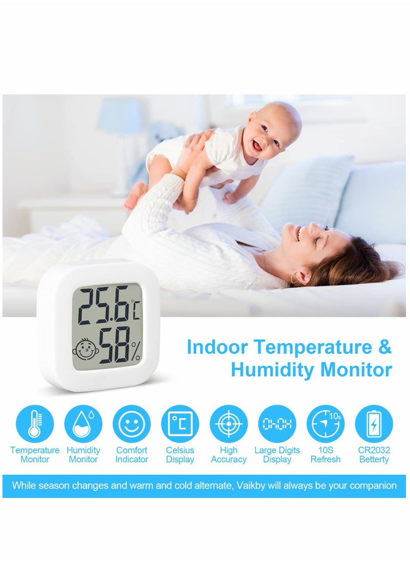 SYOSI - Room Thermometer, Indoor Thermometer Hygrometer, Mini Digital Temperature Humidity Meter Gauge Monitor, Large LCD Display Celsius for House, Greenhouse, Baby, Office, Home, Garden, Cellar(4Pack ) - Image 1