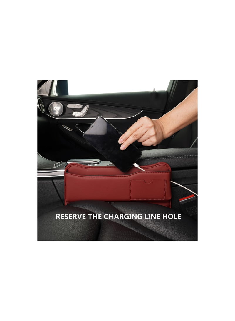 SYOSI Car Seat Gap Organizer, Front Seat Gap Filler Car Organizer Between Seats Leather Adjustable Multifunctional Car Organization Accessories for Phone, Sunglasses Money, Cards, Keys, Remote (Brown) - Image 2