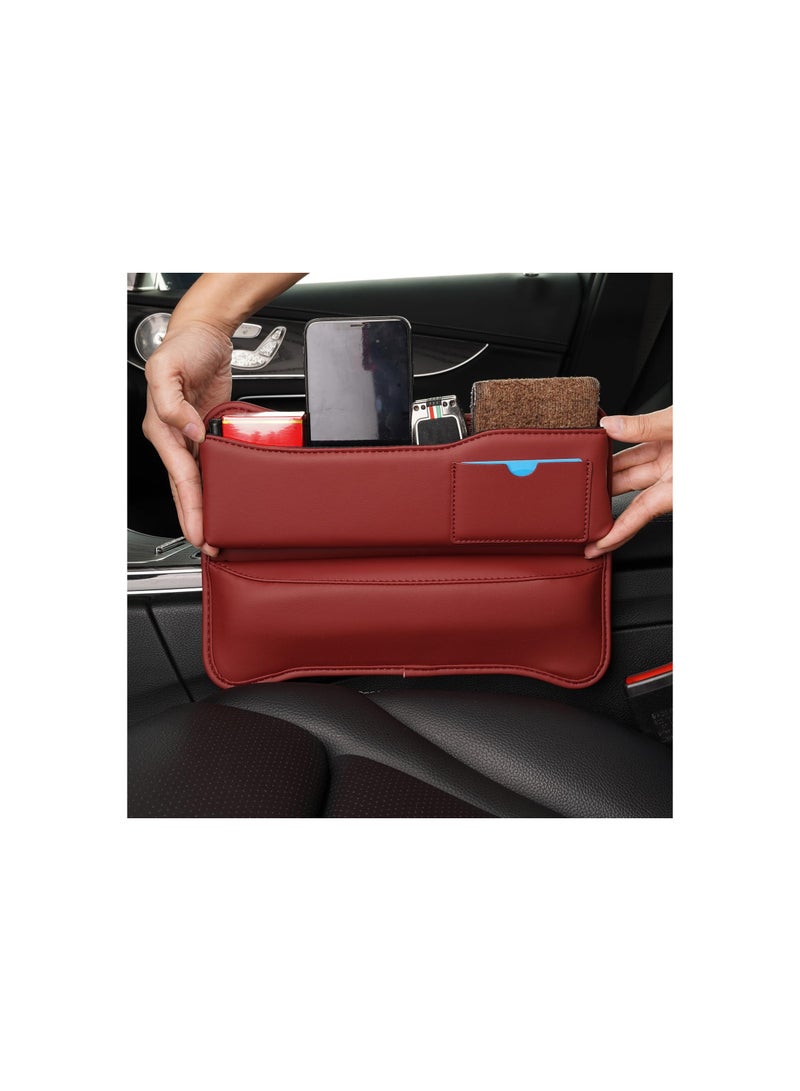 SYOSI Car Seat Gap Organizer, Front Seat Gap Filler Car Organizer Between Seats Leather Adjustable Multifunctional Car Organization Accessories for Phone, Sunglasses Money, Cards, Keys, Remote (Brown) - Image 5
