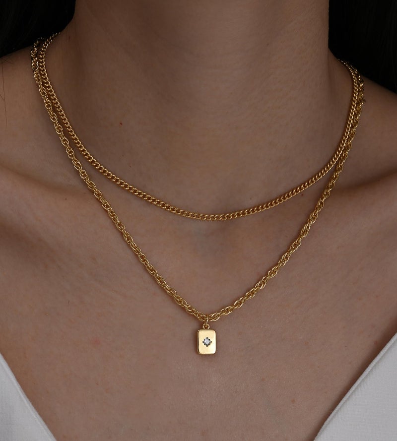 YEEZII Layered Gold Necklaces for Women Trendy, 3 Pcs 14K Gold Plated Choker Paperclip Box Chain Necklace, Stackable Women's Gold Pendant Necklaces Jewelry Set (Yellow Gold) - Image 4