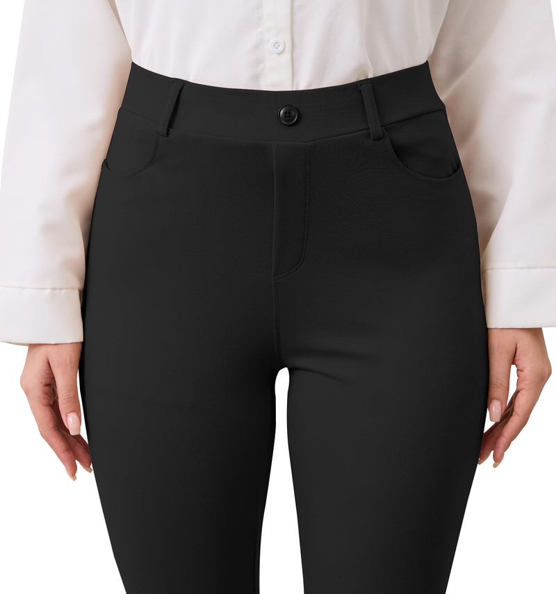 VIMPEP Flare Yoga Dress Work Pants Women High Waisted Pull On Stretchy Slacks Flared Leggings for Business Casual with Pockets 2102 31 Black L - Image 2