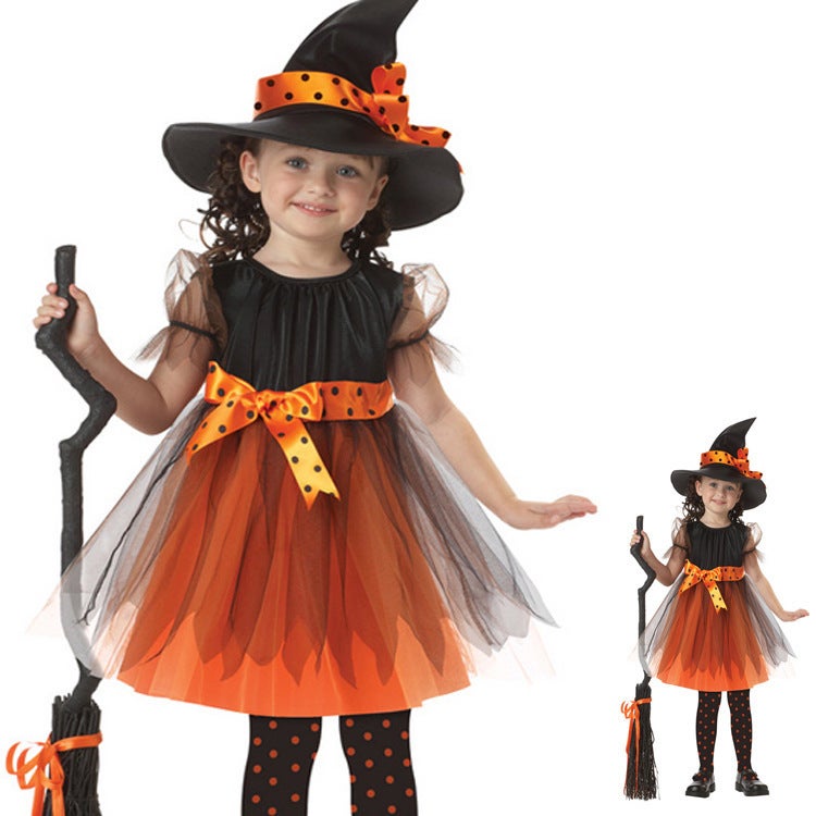 2024 Halloween Witch Cosplay Dress for Kids Pantyhose  - Image 4